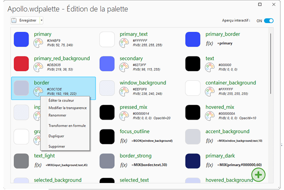 Éditeur de palettes de couleurs